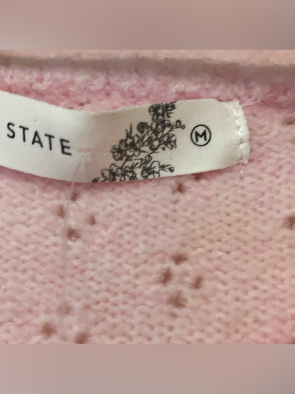 Altar'd State Light Pink Cropped Knit Cardigan with Rose Buttons: Medium - Picture 6 of 6